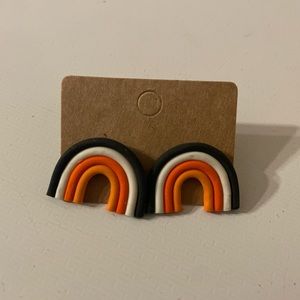 Black, white, orange and peach rainbow studs